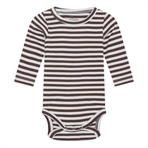 BIRKHOLM Stribet Rib Body Perfekt Hvid & Chokolade Brun